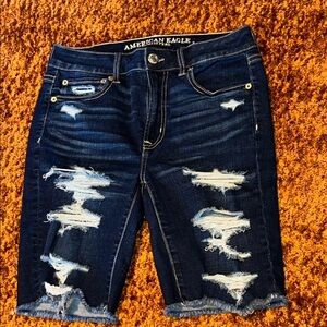 American Eagle Outfitters Distressed Blue Denim Shorts